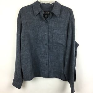 Ellen Tracy Gray Long Sleeve Button Down Shirt